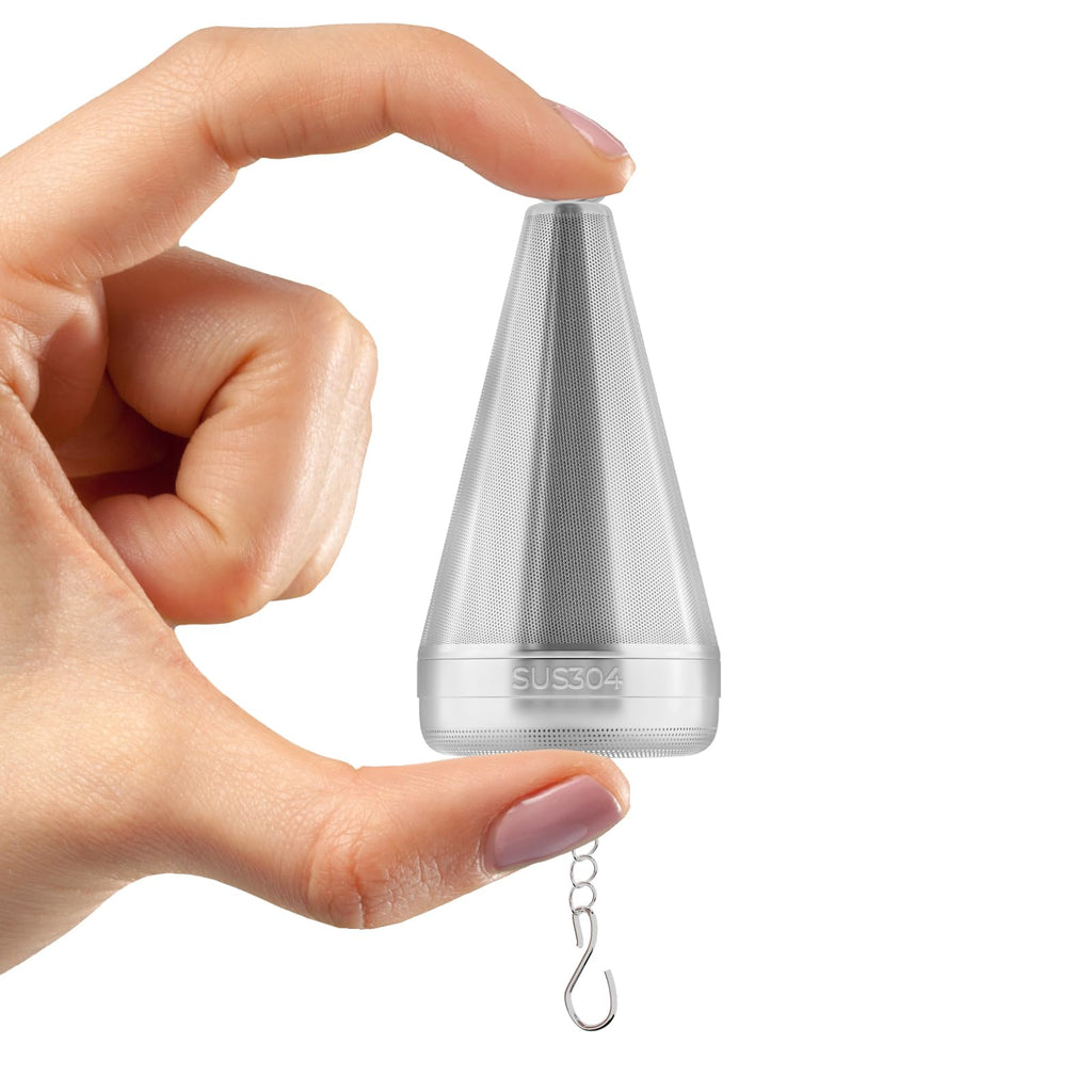 Feelife Cone Tea Infusers for Loose Leaf Tea, 304 Stainless Steel Tea Strainer Fine Mesh, 1.8” x 3” Loose Leaf Tea Steeper with a Drip Tray