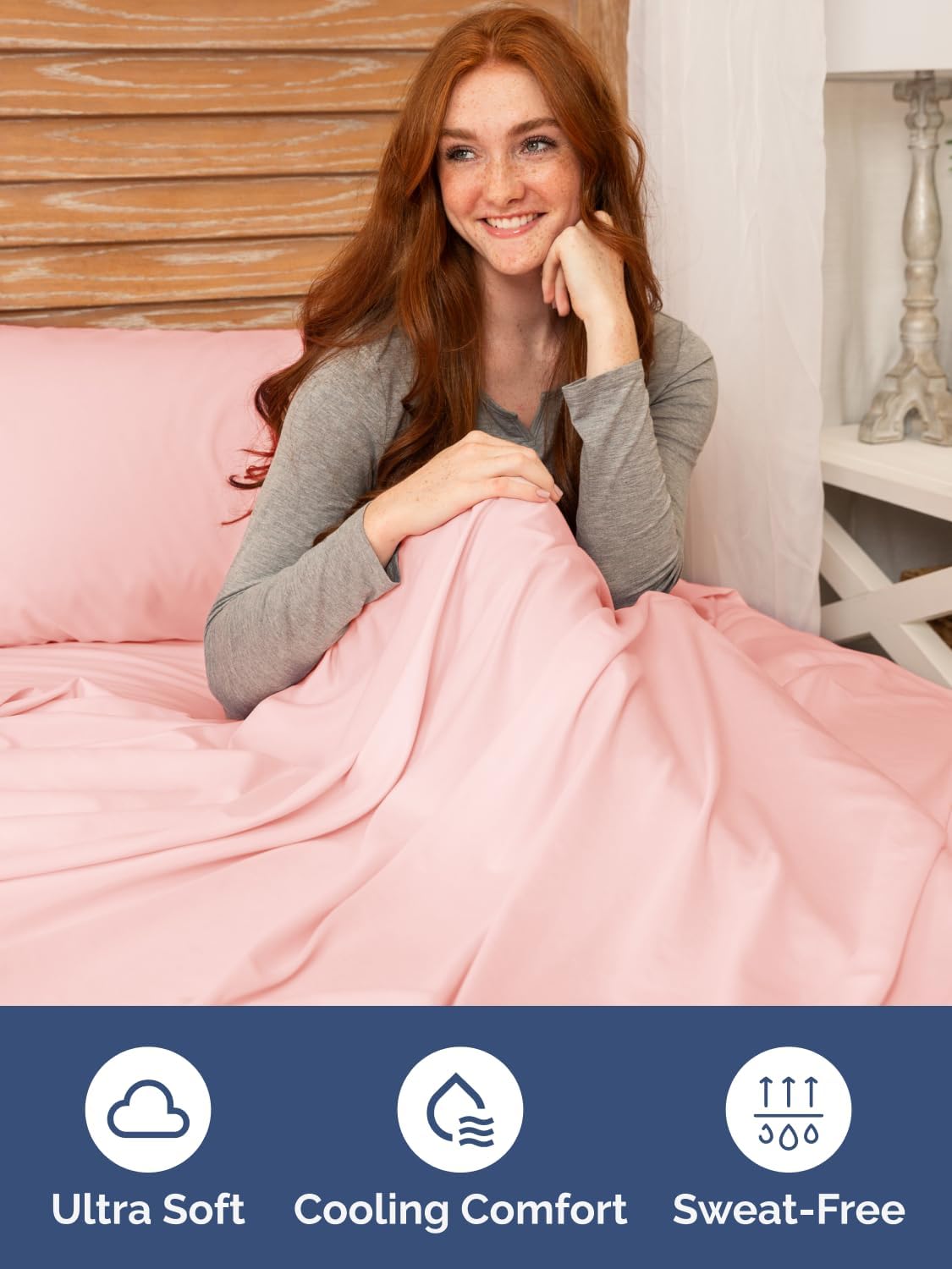 Skiennix Extra Deep Queen Fitted Sheet - Ultra Soft & Breathable - Fits 18-24 Inch Mattresses - Baby Pink