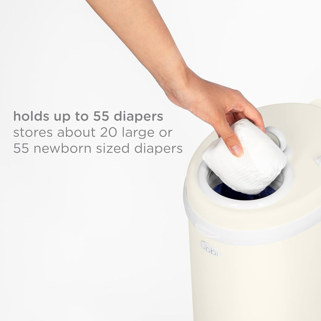 Ubbi Stainless Steel Diaper Pail - Odor Locking Design, No Special Bag Needed | Award-Winning Matte Ivory