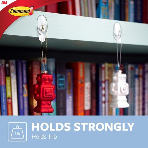 Command Small Clear Oval Hooks - Damage-Free Adhesive Wall Hooks for Home Decor | Holds Up to 1 lb