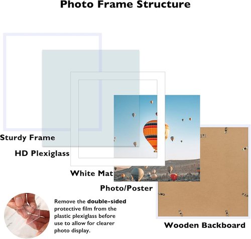 JCJMY 24x24 Picture Frame - White with 20x20 Mat | Display 20x20 Photos or 24x24 Without Mat