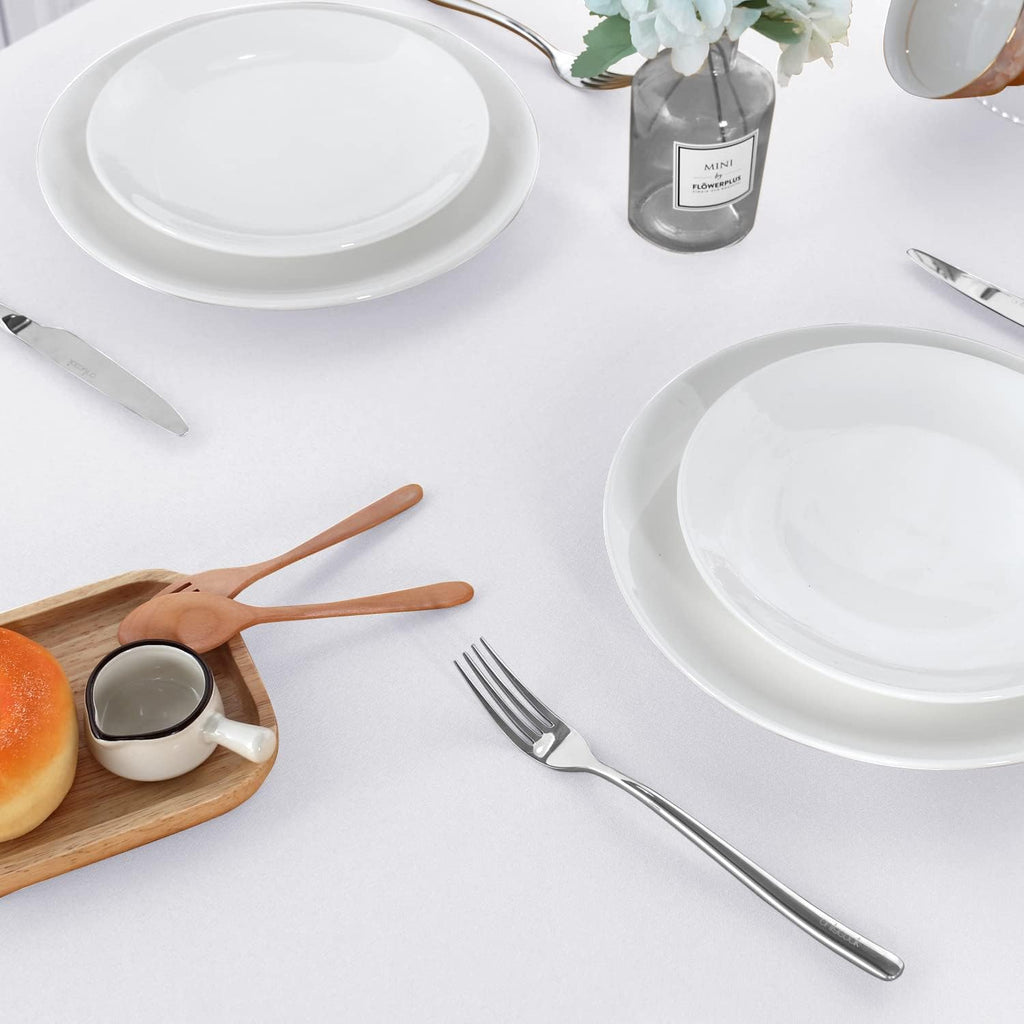 Sancua 2 Pack White Tablecloths - Stain & Wrinkle Resistant 60 x 84 Inch Polyester Covers for Dining & Events