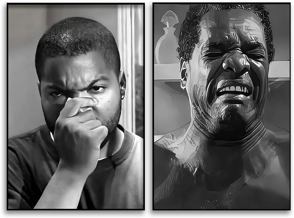 Skiennix Funny Bathroom Wall Art - Amusing Black and White Canvas Prints | Set of 2, 12x18 Inch Unframed