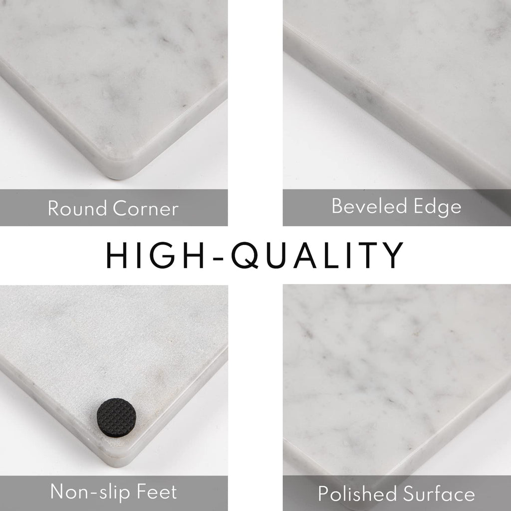 Lovdeco Carrara Marble Cutting Board 20x16 Inch, Pastry Board For Kitchen, Large White Marble Slab Gift With Non-Slip Feets, 1 Piece