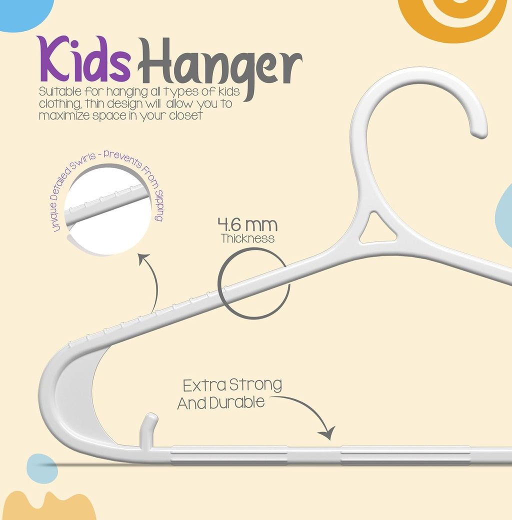 Utopia Home Kids Hangers 60 Pack - 11 Inch Non-Slip Plastic Baby Hangers for Closet | White