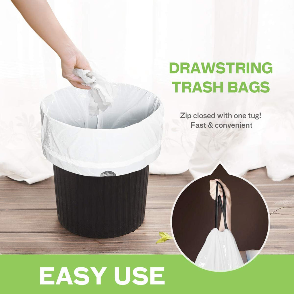 2.6 Gallon 220 Counts Strong Drawstring Trash Bags Garbage Bags by Teivio, Bathroom Bin Liners, 2,2.5,3 Gal Small Plastic Bags for home office kitchen, fit Code R 10 Liter Trash Can