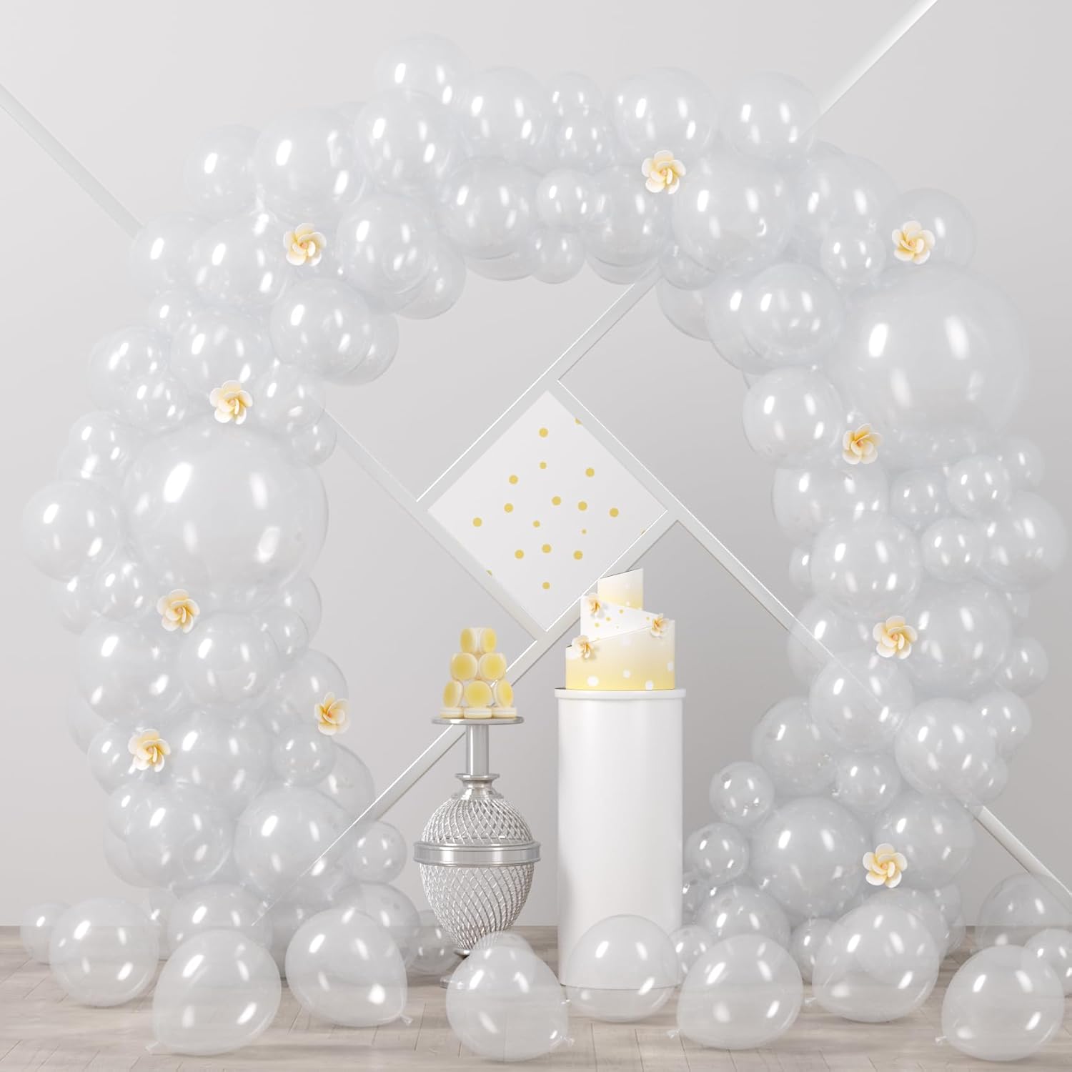 Voircoloria Clear Balloons Kit - 90 Pack of Transparent Balloons in 18/12/10/5 Inch Sizes for Parties & Events