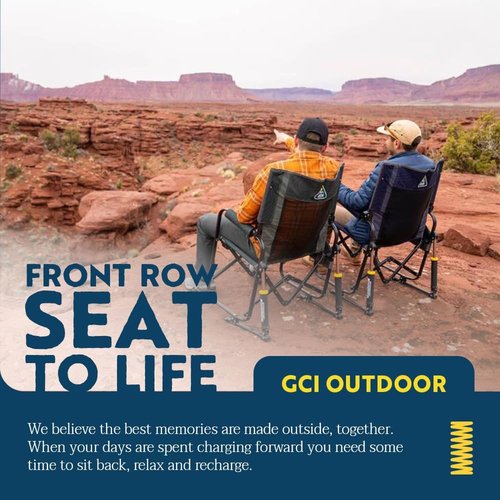 GCI Outdoor Stowaway Rocker - Comfortable Folding Chair in Varsity Red/Gray for Easy Transport
