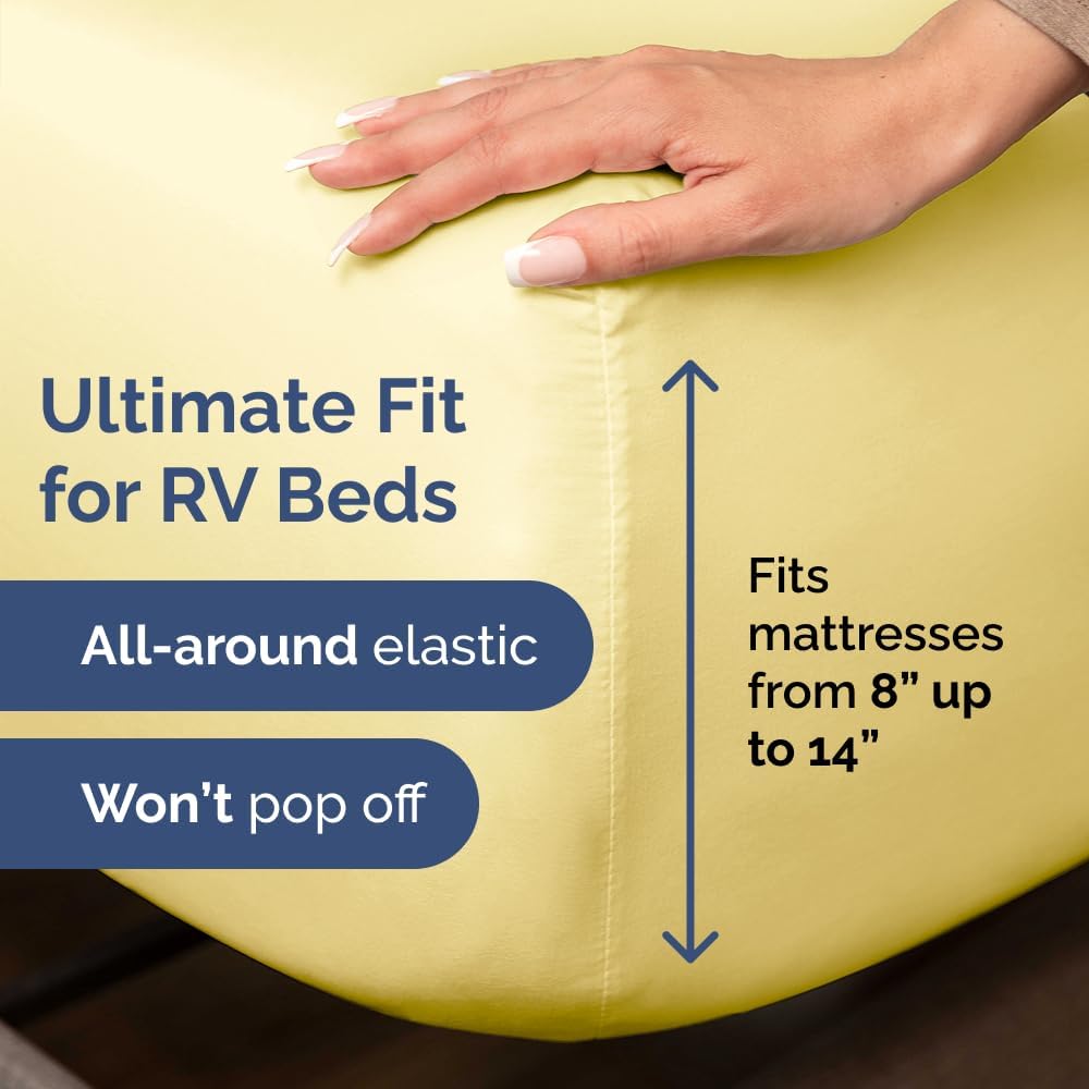 Skiennix Short Queen Size 4-Piece Sheet Set - Soft, Breathable & Cooling Bed Sheets with Deep Pockets - Luxury Oeko-Tex Bedding in Yellow