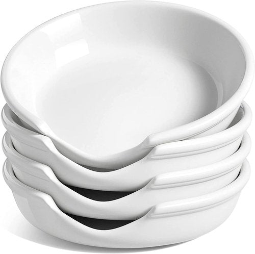 LE TAUCI Ceramic Spoon Rest - 4.8 Inch Kitchen Utensil Holder | Set of 4, White Home Accessories