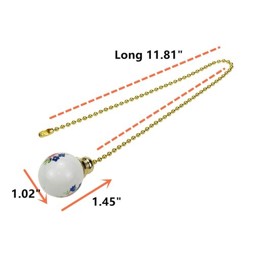 Tsnamay 2Pack Ceramics Ceiling Fan Pull Chain, Silver Flower Ball