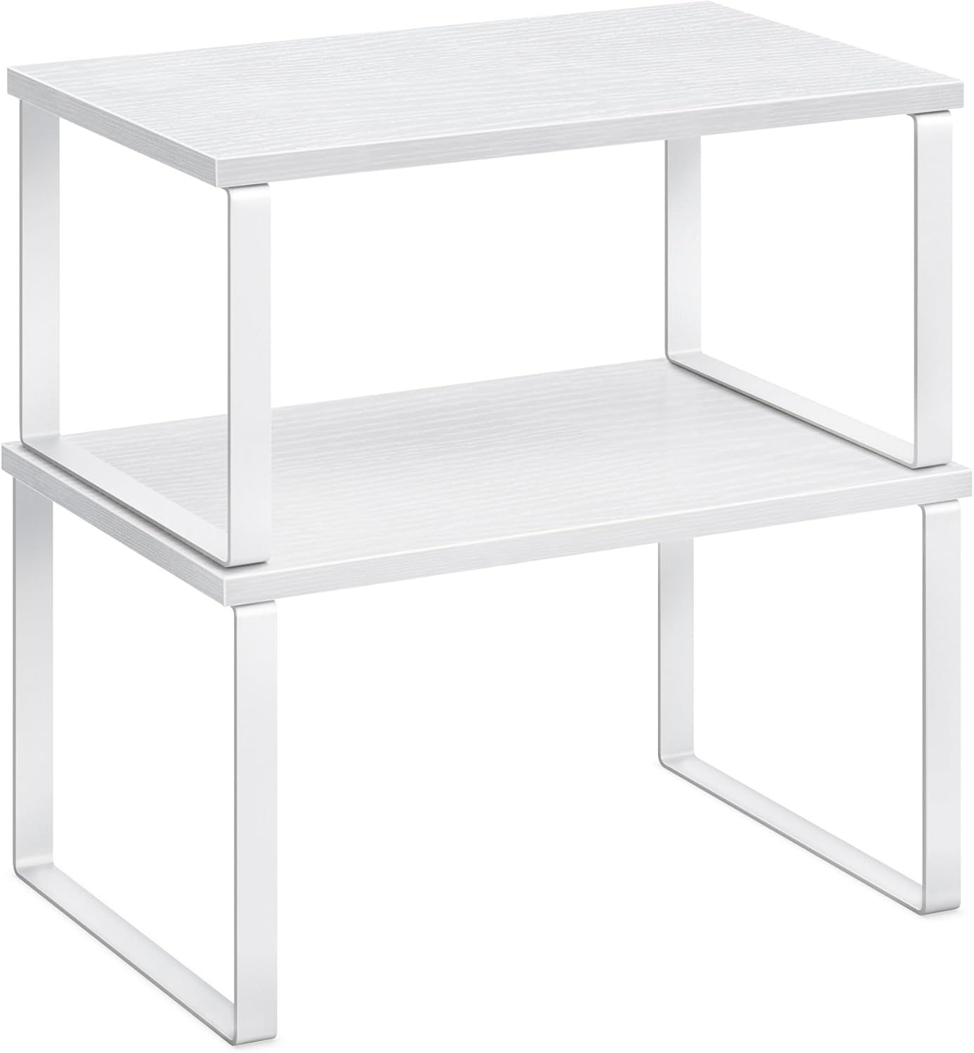 SONGMICS Kitchen Organizer Shelves - Set of 2 Stackable Spice Racks in Cloud White & Snow White
