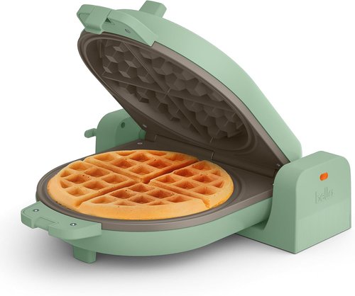 Bella Flip-N-Store Waffle Maker - EverGood™ Ceramic Nonstick Coating, 1000 Watt, 7” Wide, Seaglass