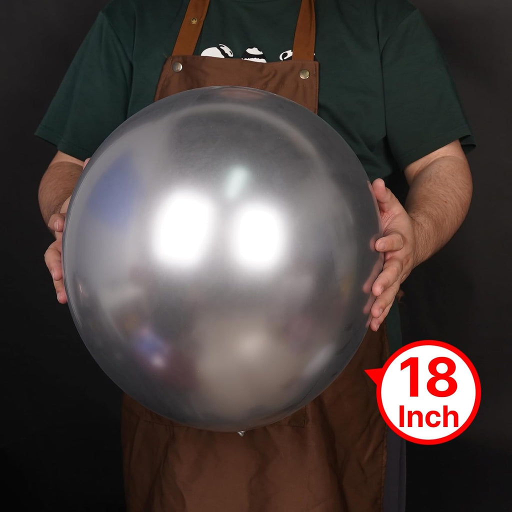 PartyWoo Silver Balloons - 20pcs 18 Inch Helium Latex Balloons for Weddings & Celebrations