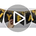 Black and Gold Happy New Year Banner 13-Piece Party Decoration Garland