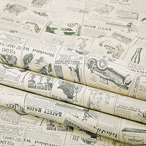 HOYOYO Vintage Newspaper Peel and Stick Shelf Liner - 17.8 x 78 Inch