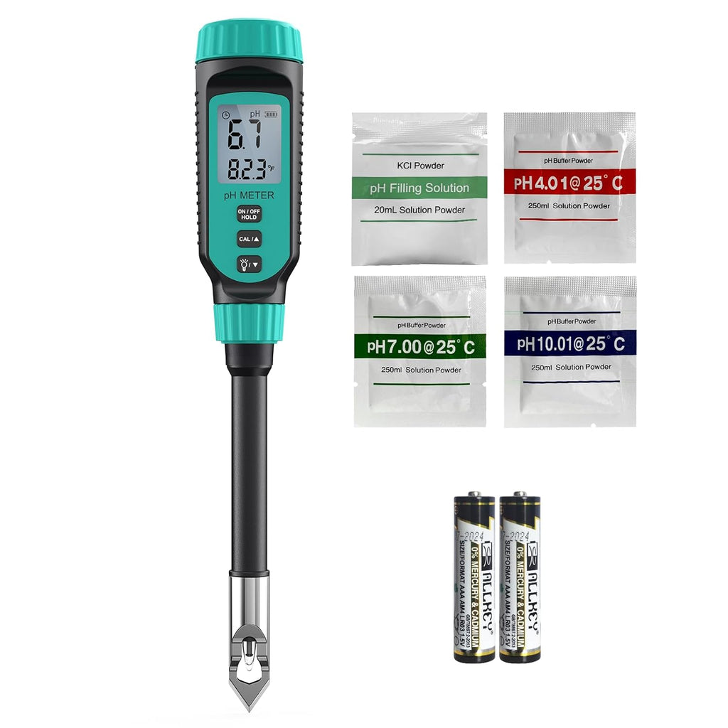 Tadeto Soil pH Tester - High Accuracy Digital Meter for Garden & Plants | LCD Display & Calibration Kit