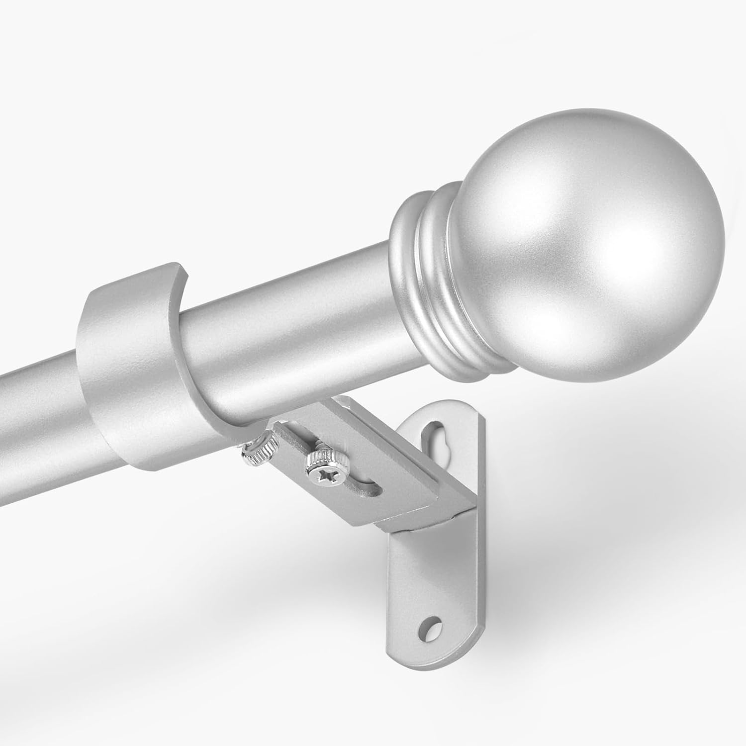 Max Adjustable Curtain Rods by [Brand Name] - 16 to 48 Inches | Satin Silver, 6/8" Diameter, Pack of 1