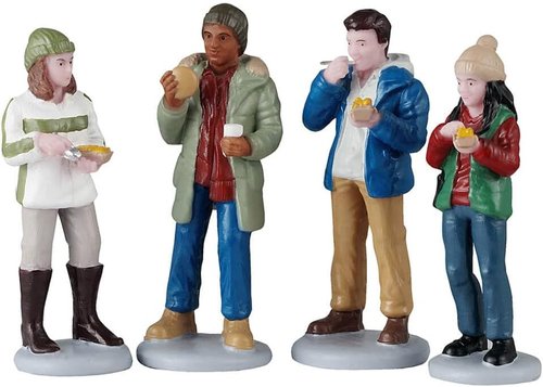 Lemax Food Truck Patrons Figurines - Set of 4 Unique Characters for Holiday Decor