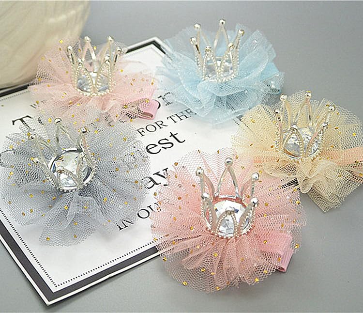 Pink Rhinestone Crown Hair Clips 2pcs Princess Tiara Pins
