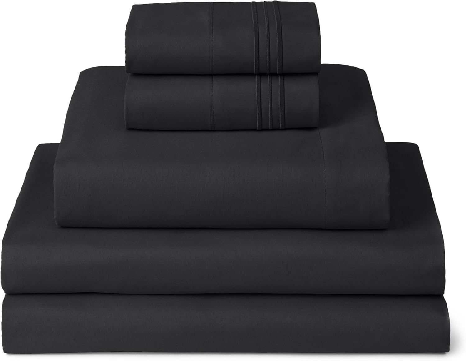 Mellanni Split King Sheets Set - 5 PC Hotel Luxury Bedding | Extra Soft, Cooling, Wrinkle-Resistant (Black)