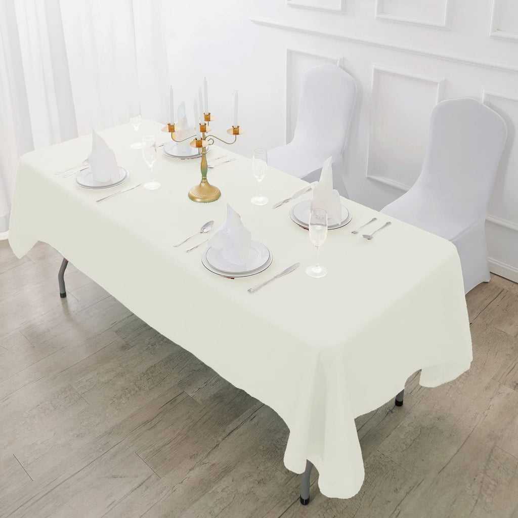 Fokitut 6 Pack Rectangle Tablecloth, 90x132 Inch, Stain Resistant and Wrinkle Polyester Table Cloth, Fabric Table Cover for Kitchen Dining, Wedding, Party, Holiday Dinner-Ivory
