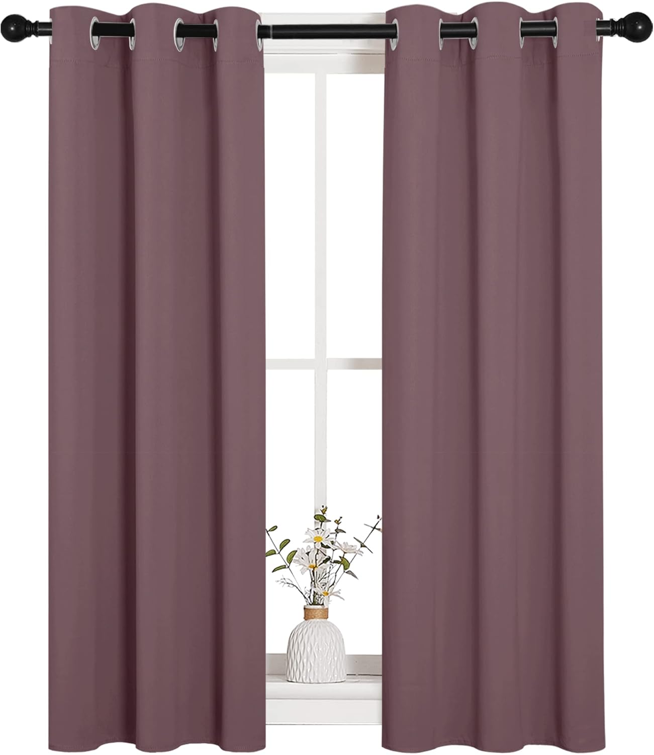 NICETOWN Blackout Curtain Panels - Thermal Insulated Draperies for Small Windows | Dry Rose, 29x40 Inches