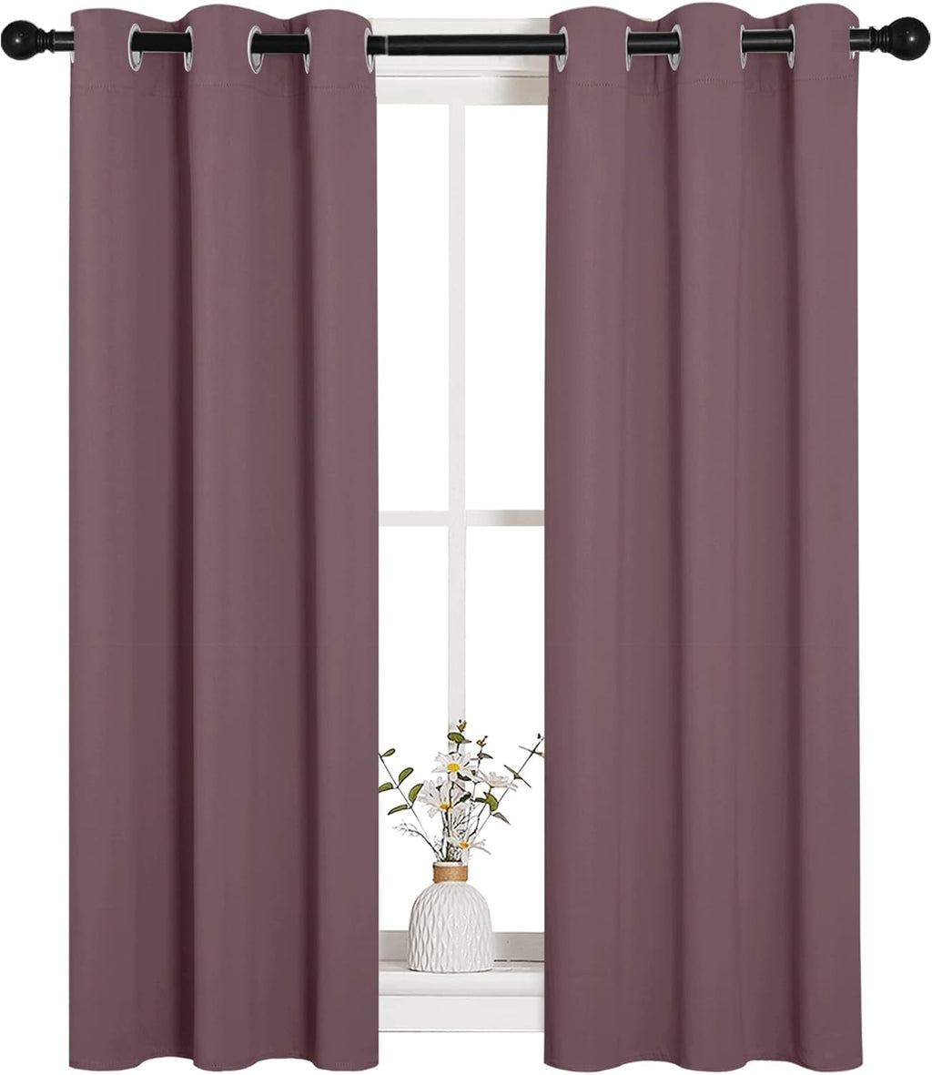 NICETOWN Blackout Curtain Panels - Thermal Insulated Draperies, 29x45 Inches, Dry Rose - 1 Pair