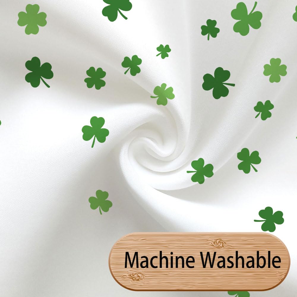 MDDGKH St Patrick's Day Shower Curtain Green Clover Leaf Shamrock Shower Curtains for Bathroom, Irish Decorations Fabric Home Decor Set with Hooks 71 x 71 Inch