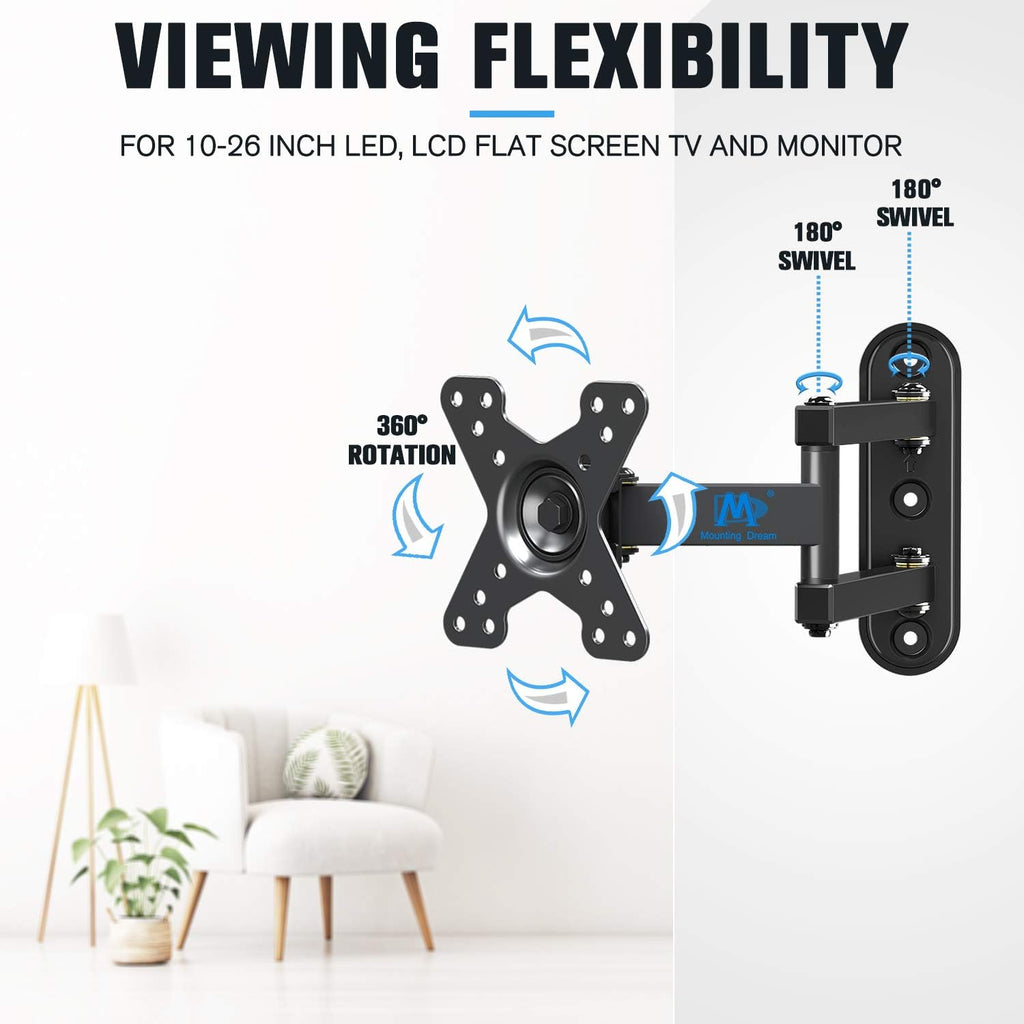 Mounting Dream Tilt TV Wall Mount for 37-75 Inch TVs - MD2268-LK | Full Motion Monitor Mount for 10-26 Inch