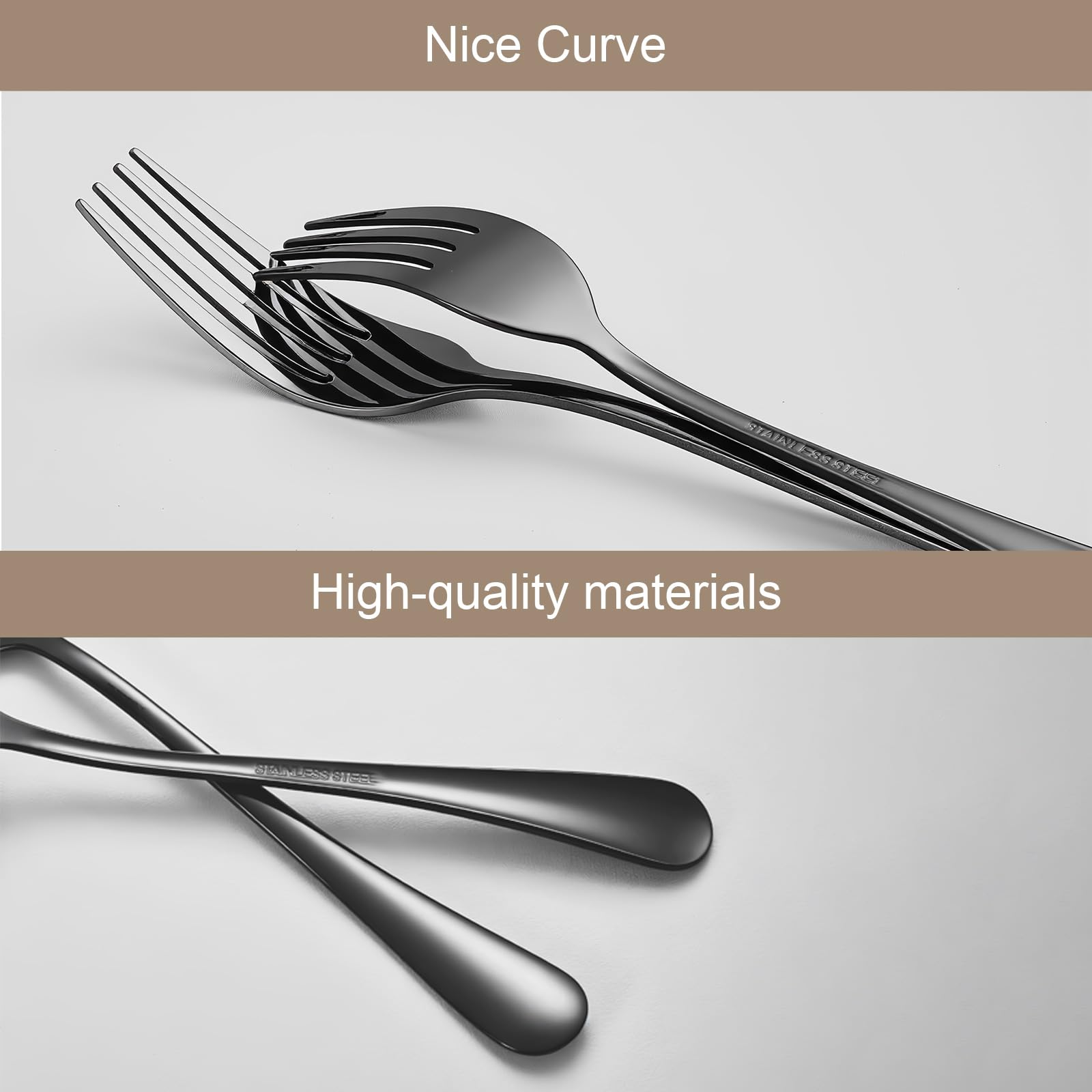 Black forks Food-Grade stainless steel dinner forks 24pcs Dishwasher Safe kitchen forks metal 8inch silverware (8inch dinner forks set (24 Piece))
