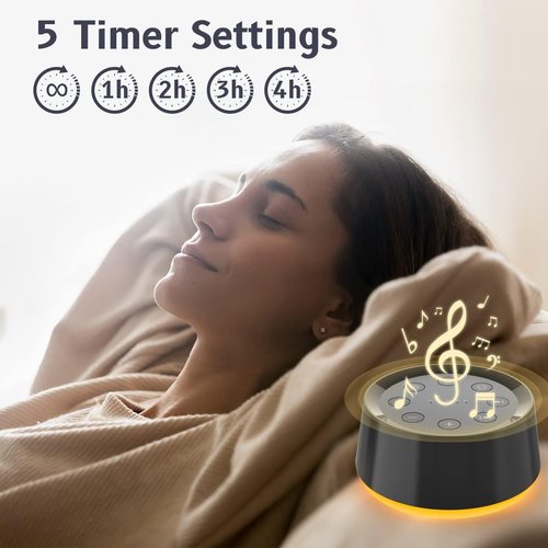 BrownNoise White Noise Machine - 30 Soothing Sounds for Sleep | 36 Volume Levels & 5 Timers, Black