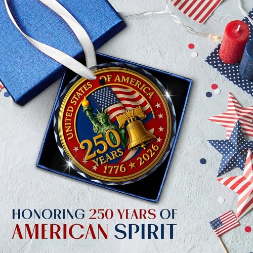FLAGWIX USA 250th Anniversary Glass Ornament - Liberty Legacy Red Design
