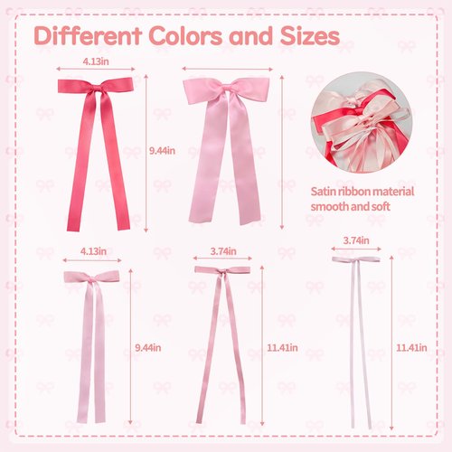 60Pcs Pink Bow Wall Decor, Ribbon Bow Garland, DIY Bow Photo Backdrop, Party Decorations for Room Decor, Birthday Parties, Baby Showers, Wedding Parties, Bachelorette Parties (60PCS)