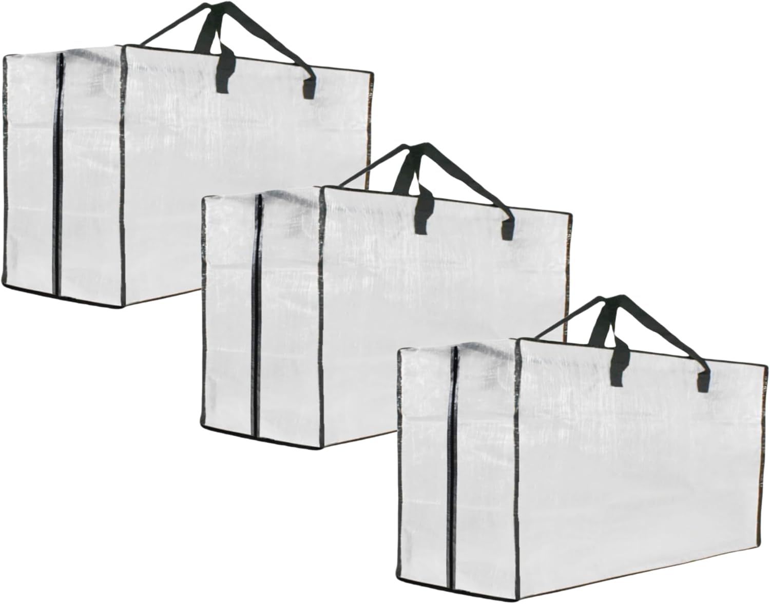 Skiennix Extra Large Heavy Duty Moving Bags - Clear Storage with Zipper & Handles | 3 Pack for Easy Packing
