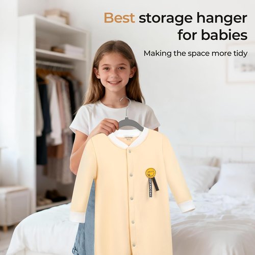 GoodtoU Velvet Baby Hangers - 11" Toddler & Infant Clothing Hangers | 20-Pack in Dark Grey