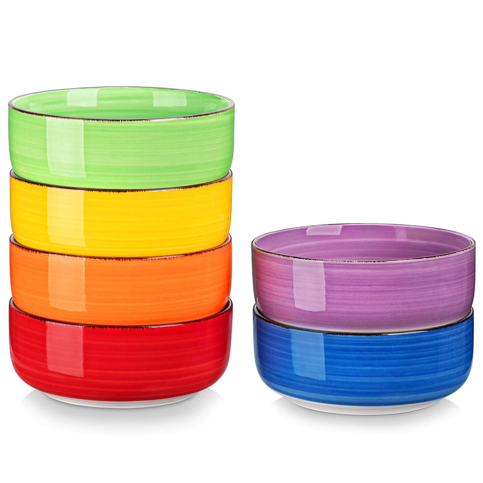 vancasso Bonita Cereal Bowls Set of 6, 24 OZ Ceramic Bowls for Kitchen, Dishwasher & Microwave Safe Bowls for Soup, Cereal, Dessert, Fruit, Warm Colored Bowl Set