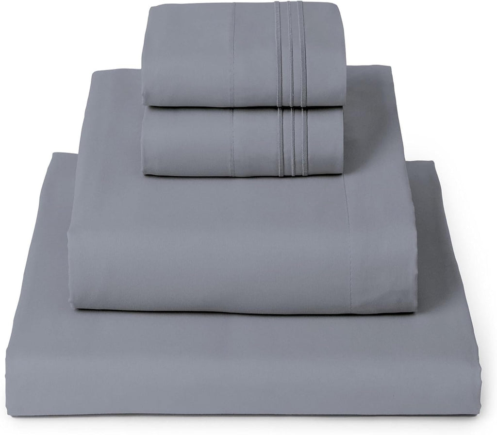 Mellanni King Sheets Set - 4 PC Hotel Luxury Bedding | Extra Soft, Cooling, Wrinkle-Resistant (King, Mineral Gray)