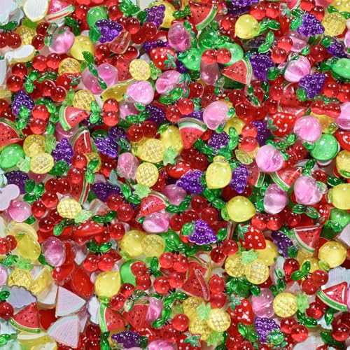 GUAACCB 100Pcs 3D Fruit Nail Charms Resin Summer Nail Art Gems