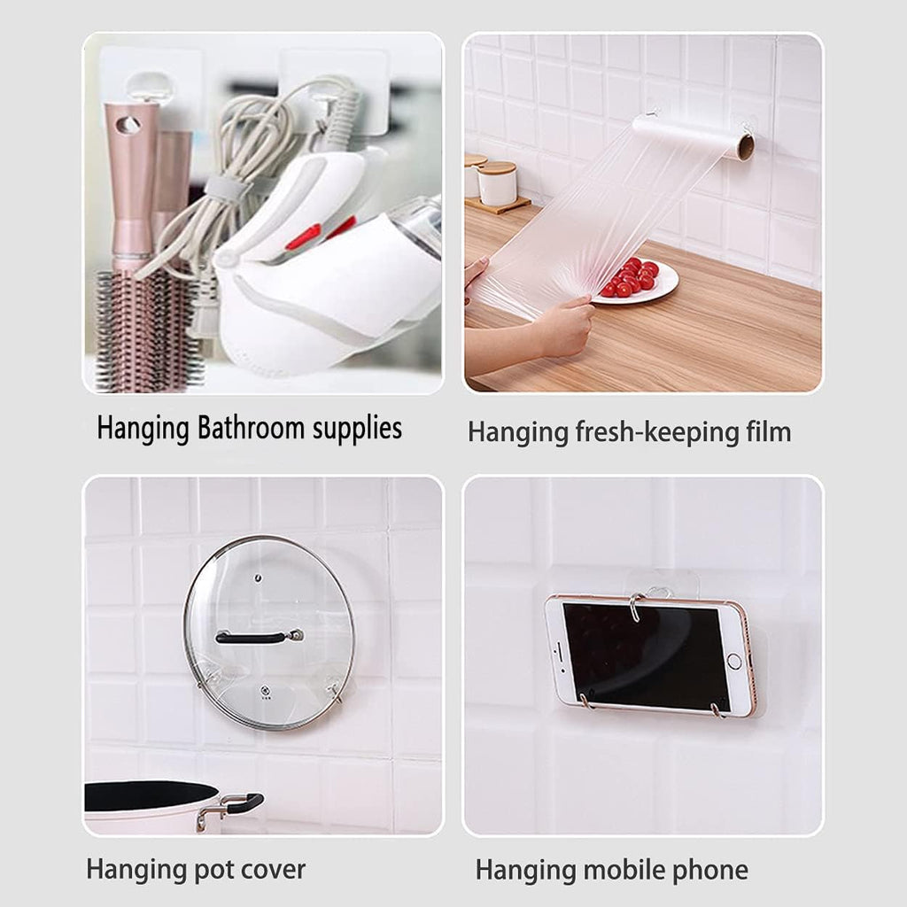 Adhesive Hooks | Heavy-Duty 24-Pack Transparent Wall Hooks - 24lb Max, Waterproof & Nail-Free for Home Use