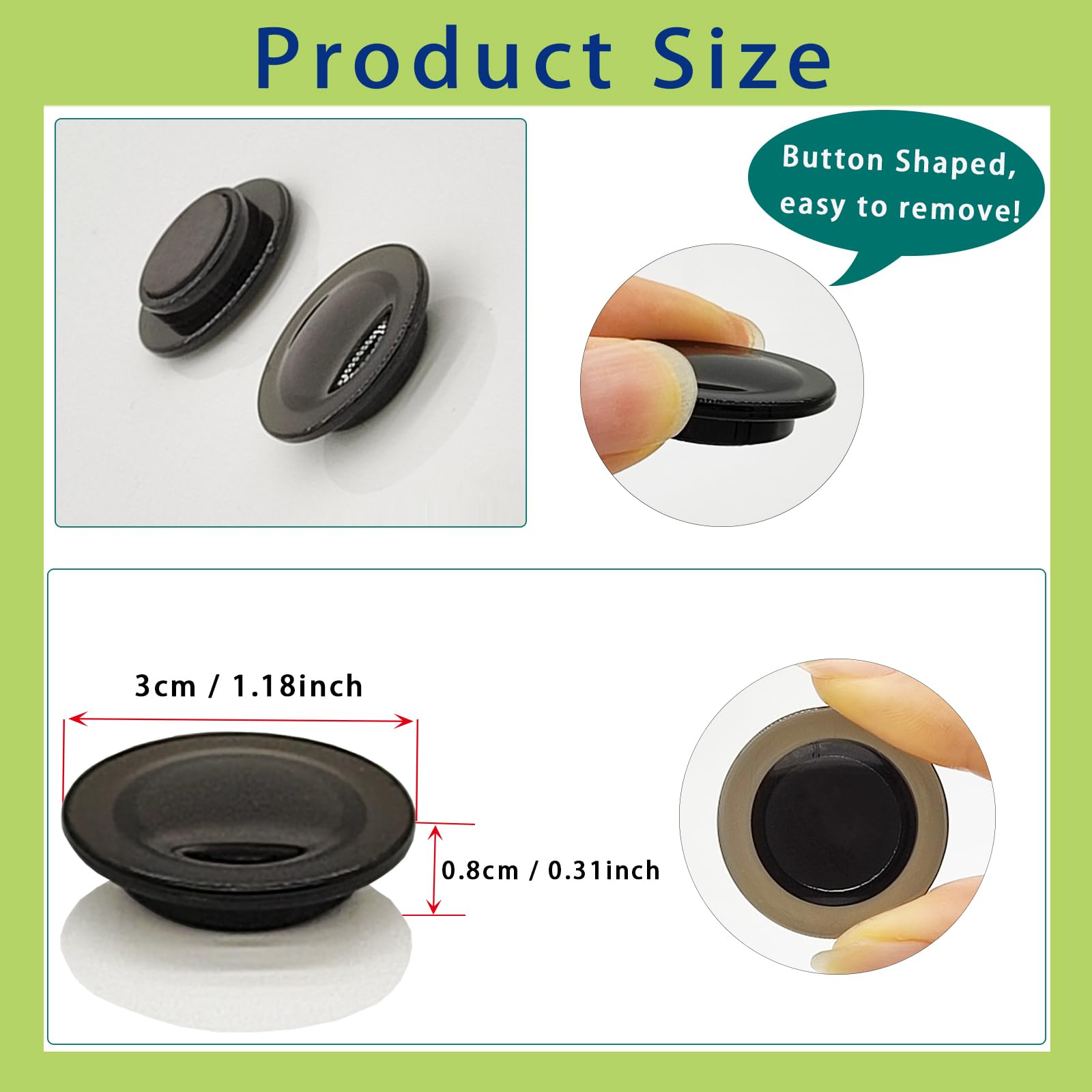 PYJLBX Fridge Magnets - 42 Pack Strong Refrigerator Magnets, Heavy Duty Small Magnets for Whiteboard, Locker, Crafts, Office, Classroom Use - Clear Decorative Cute Round Mini Magnet for Fridge (Black)