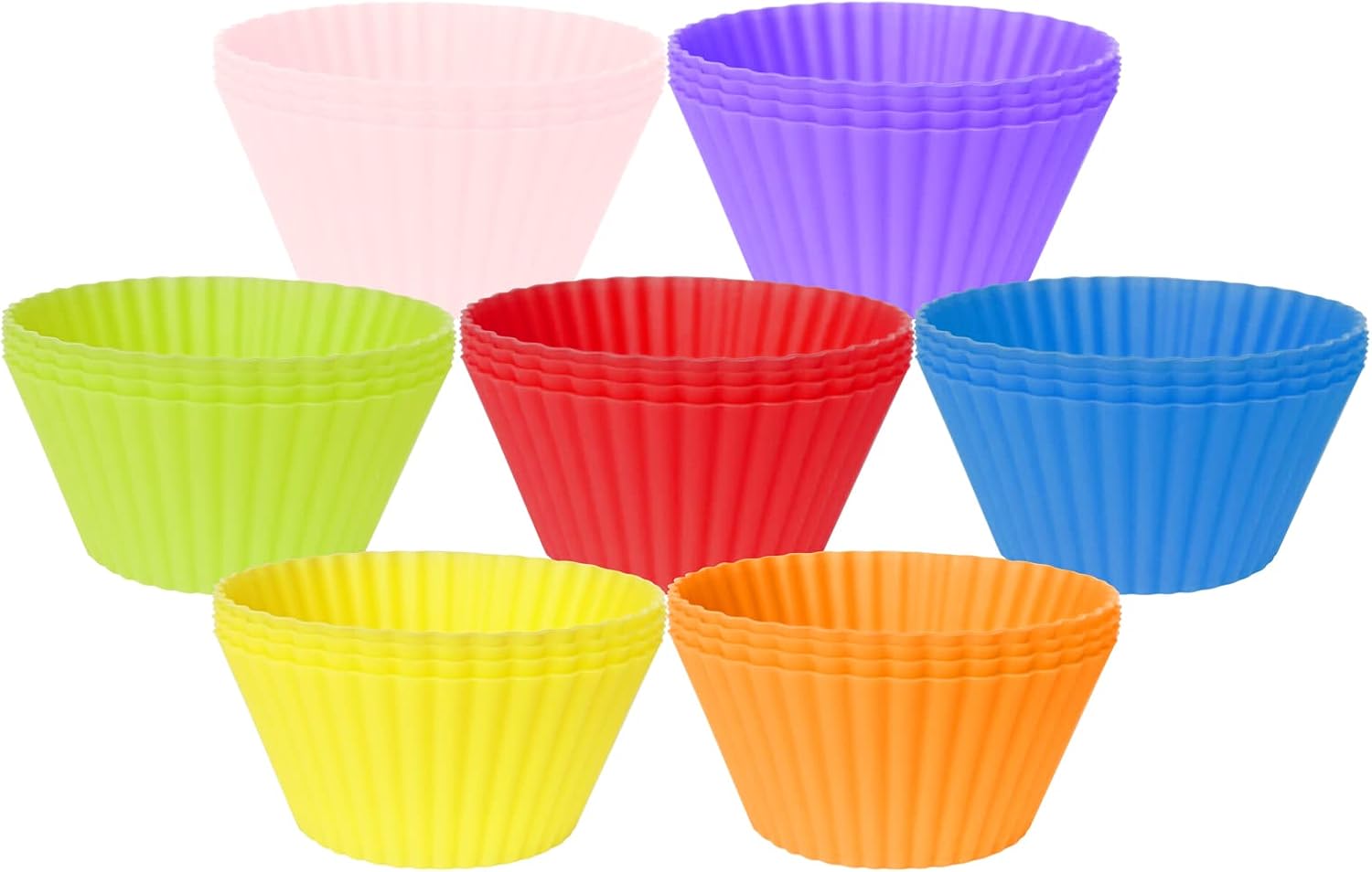 Skiennix Silicone Baking Cups - 28 Pack Reusable Muffin Molds in 7 Vibrant Colors | 2.64 Inches