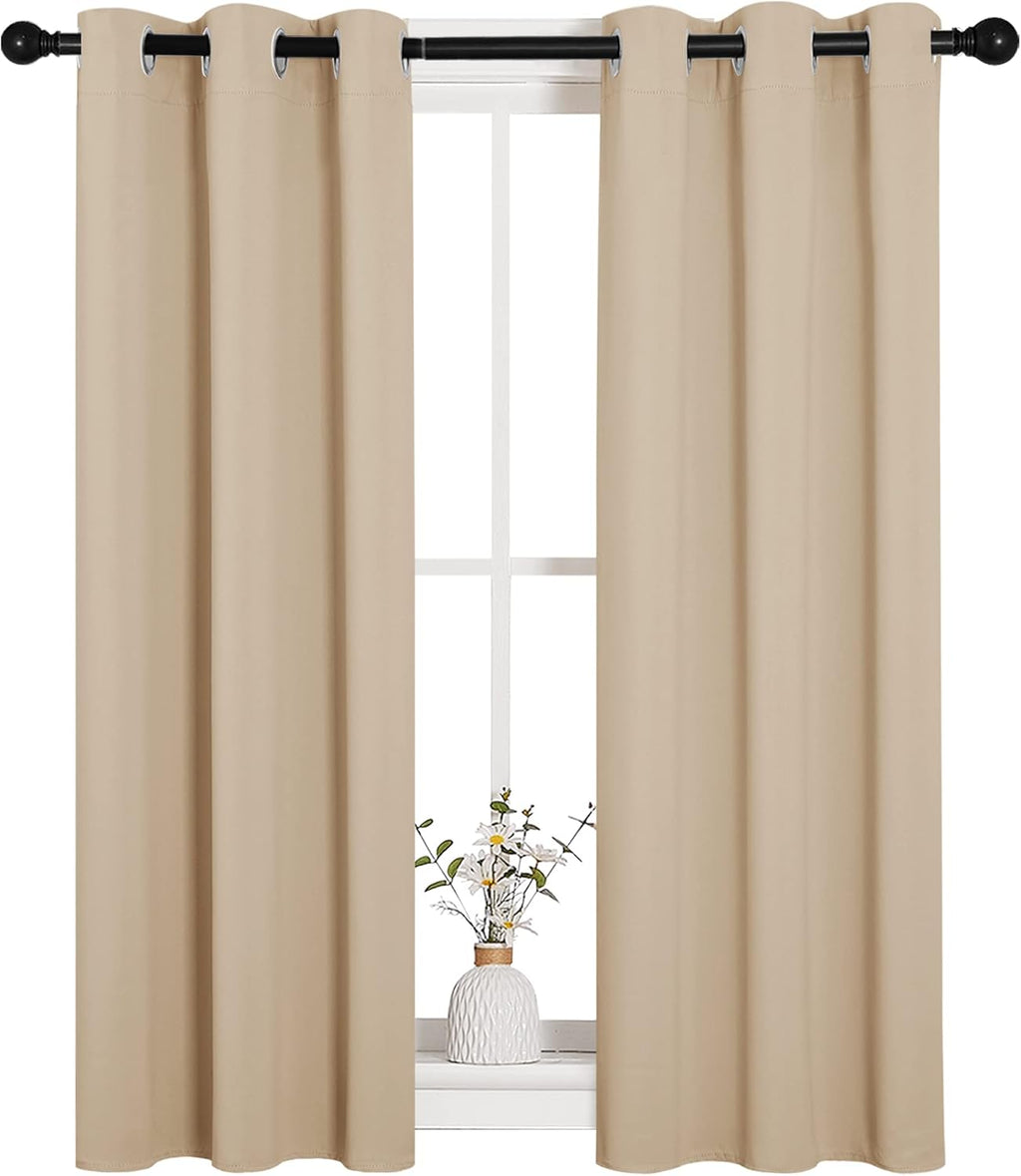 NICETOWN Room Darkening Curtain Panels - Thermal Insulated Grommet Drapes, Biscotti Beige, 29" x 40" (Set of 2)