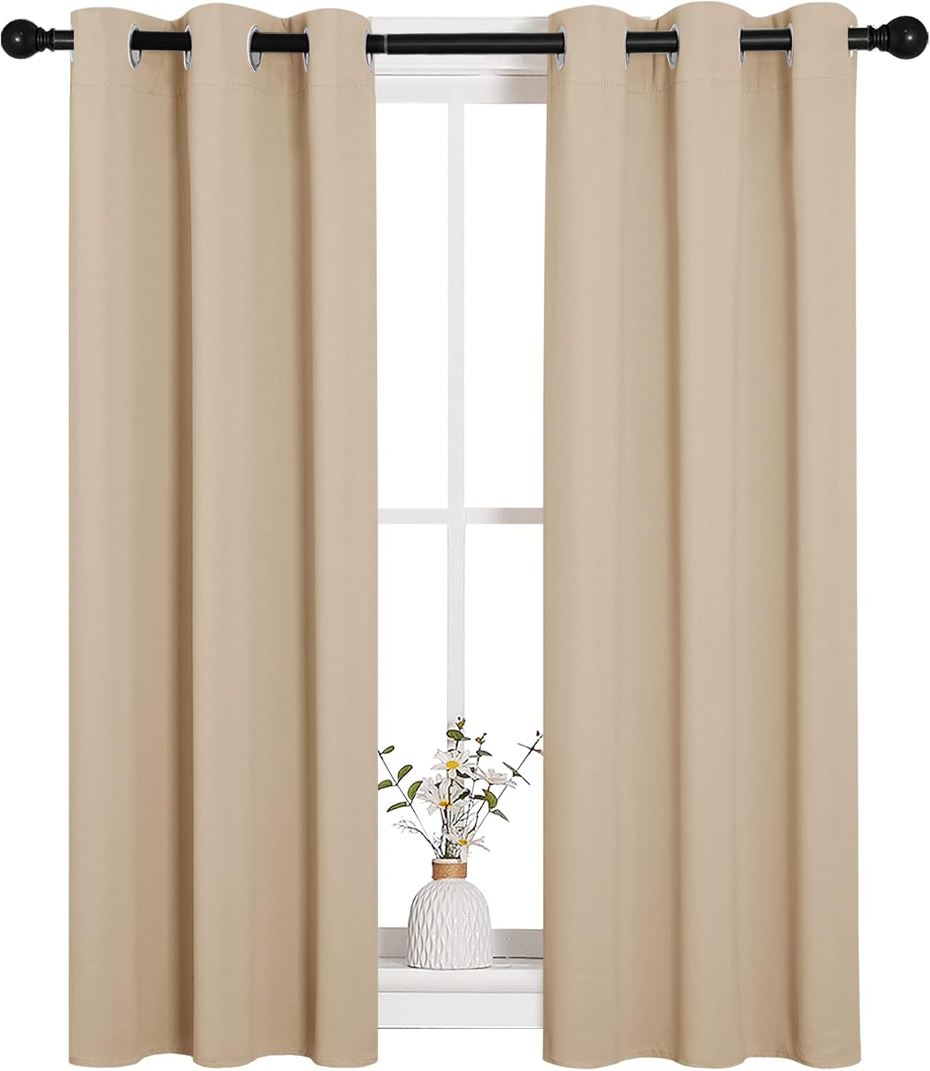 NICETOWN Room Darkening Curtain Panels - Thermal Insulated Grommet Drapes, Biscotti Beige, 29" x 40" (Set of 2)