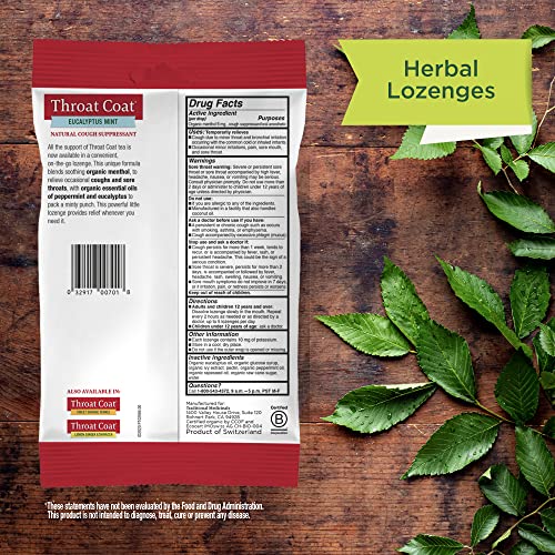 Traditional Medicinals Organic Throat Coat Lozenges Eucalyptus Mint, Pack of 1