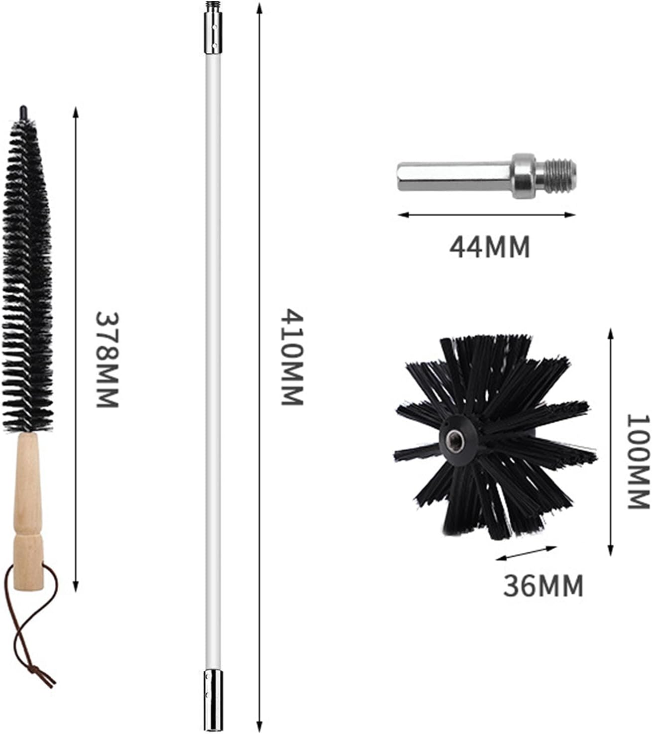 ZDHQLHJ Chimney Brush Cleaning Kit - 15-Piece Set with 12 Flexible Nylon Rods for Efficient Hearth & Ventilation Cleaning