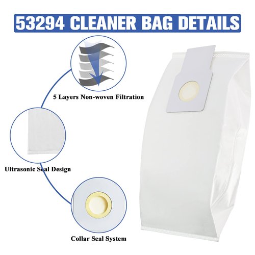 53294 Type O HEPA Cloth Vacuum Bags Replacement for Kenmore Upright Vacuum Cleaners, 6 Pack