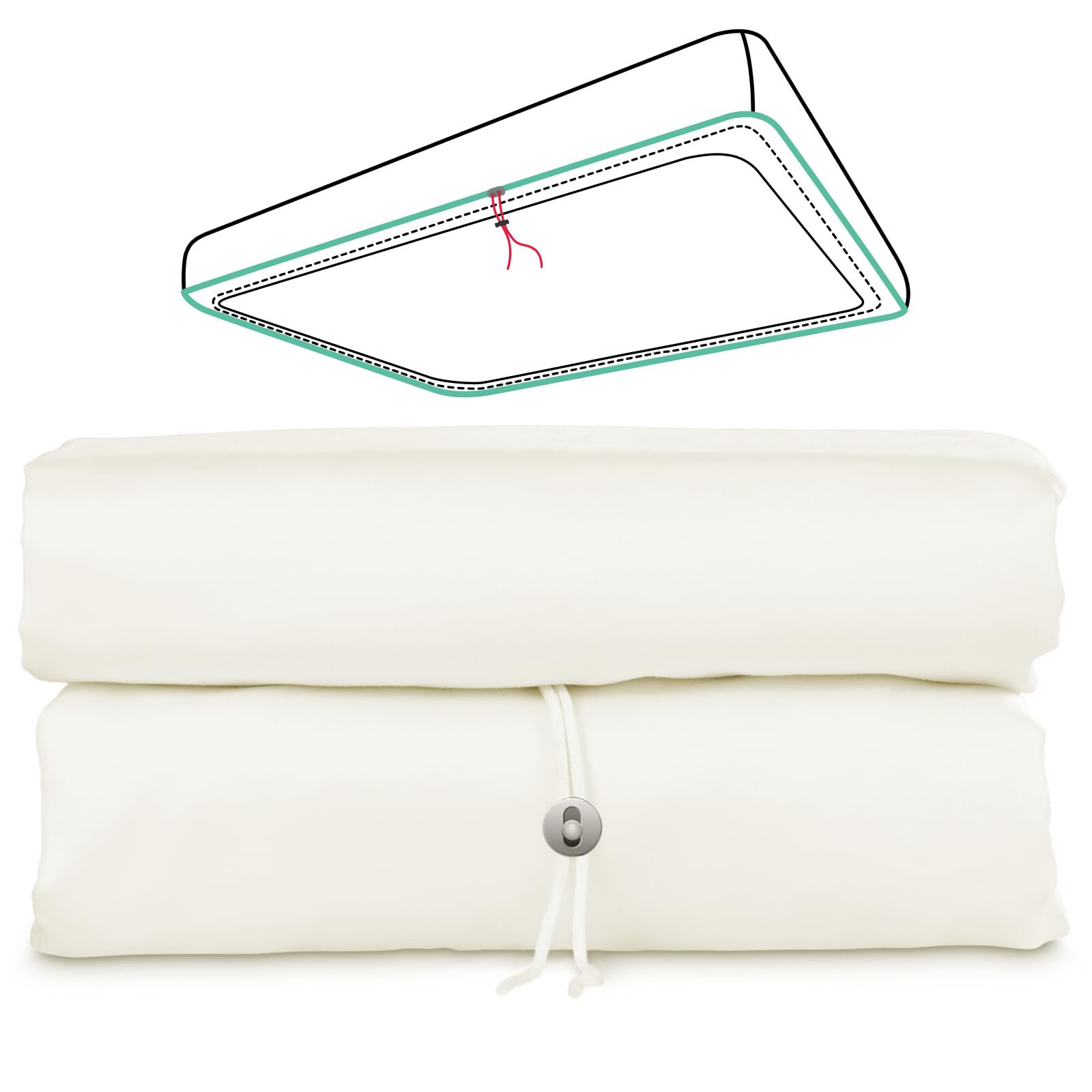 Queen Fitted Sheet Only, 100% Long-Staple Cotton Dual-Lock Fitted Sheet for Queen Bed, Luxury Soft and Comfort, No Slippage, 1000 Thread Count, Deep Pocket Fits 9" to 14" Mattress