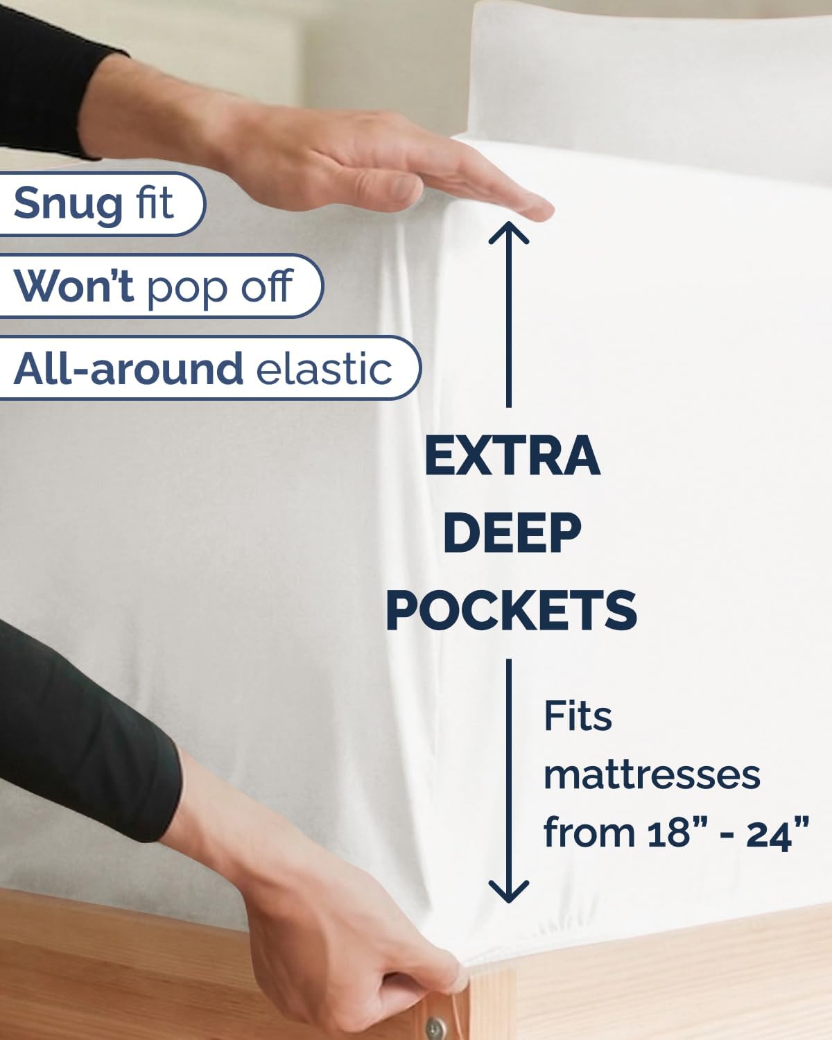 Skiennix Extra Deep Twin XL Sheet Set - 4 Piece Breathable Cooling Bedding - Soft Wrinkle-Free Antique White