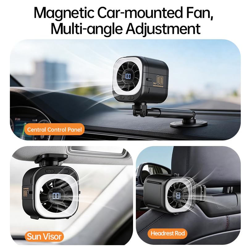 MISERWE White Portable Handheld Fan with 5 Speeds & 3 Lighting Levels